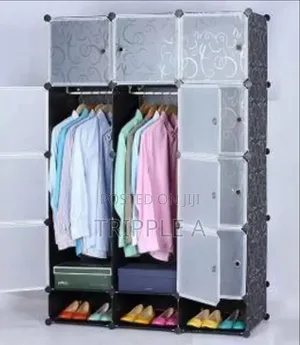 3 Colums Plastic Wardrobe With Shoe Rack