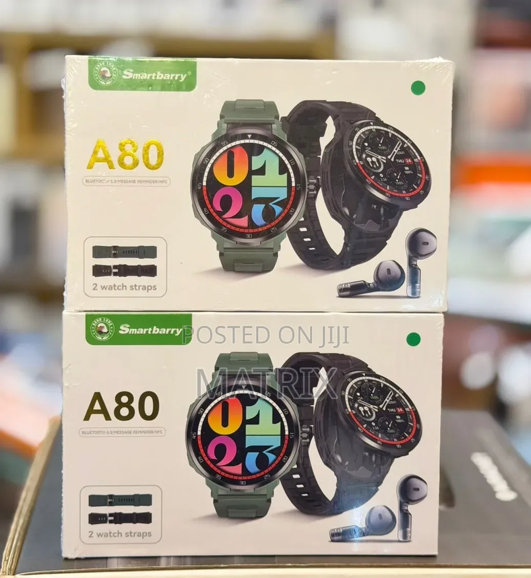 Smartbarry A80 Smart Watch With Built in Earbuds , Strap, Bluetooth