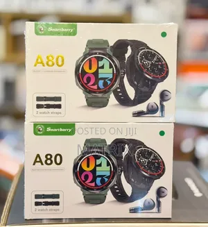 Smartbarry A80 Smart Watch With Built in Earbuds , Strap, Bluetooth