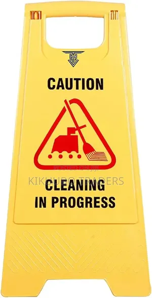 Yellow Caution Board Cleaning in Progress Sign