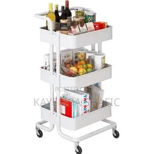 Storage Trolley Cart - 3 Tier Rolling Utility Organizer Rack