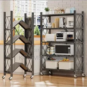 5-Tier Foldable Metal Shelf Storage Rack, Often Featuring