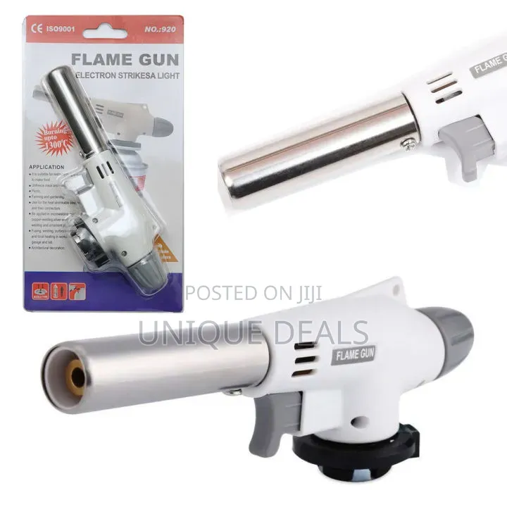 Portable Butane Gas Flame Gun Torch in White.