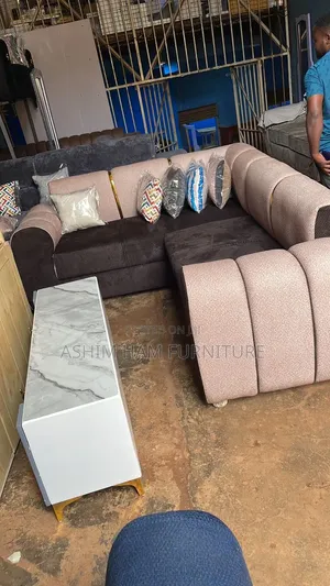 5 Seater Sofa Set in Cream Brown Color