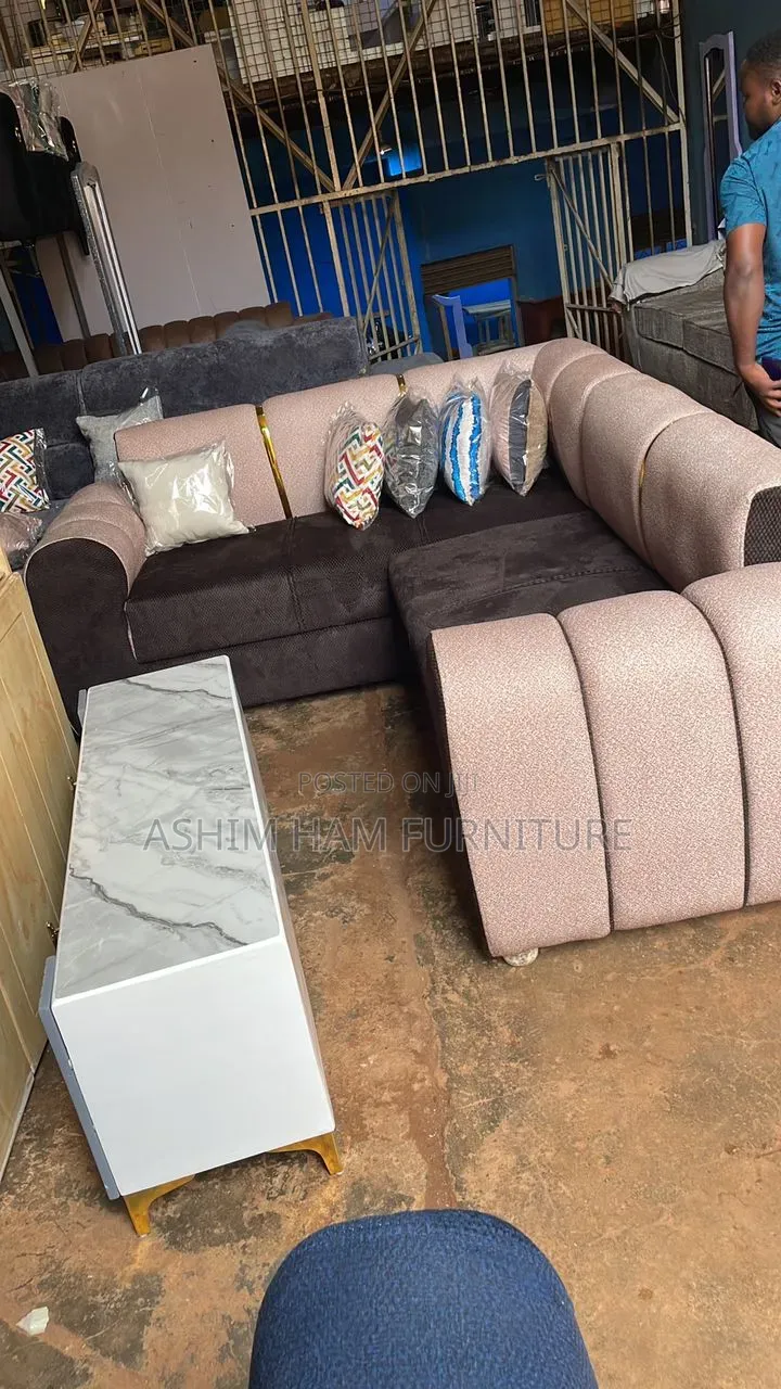 5 Seater Sofa Set in Cream Brown Color
