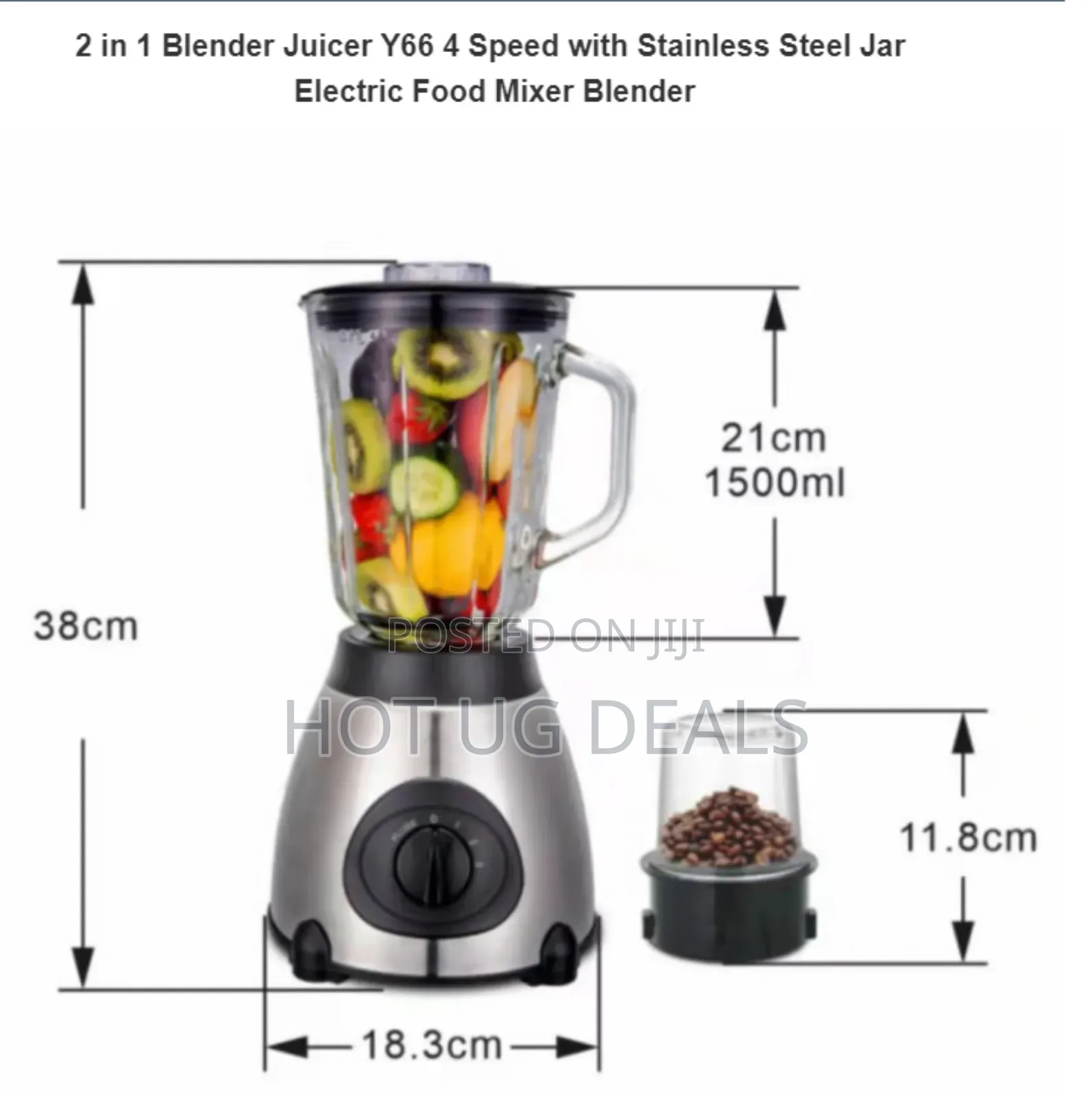 2 in 1 Electric Juice Glass Blender With Jar