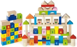Wooden Alphabet and Numbers Block 100-Piece Set