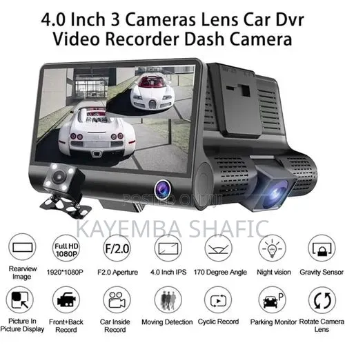 4-Inch Car Dash Cam - Black