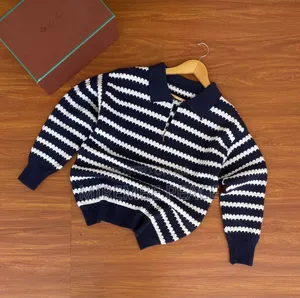 Strips Cotter Zipped Sweaters