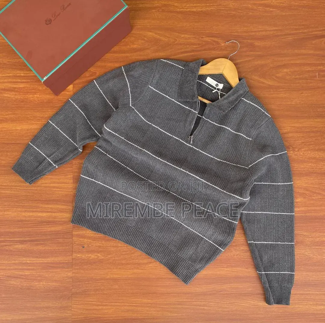 Strips Cotter Zipped Sweaters