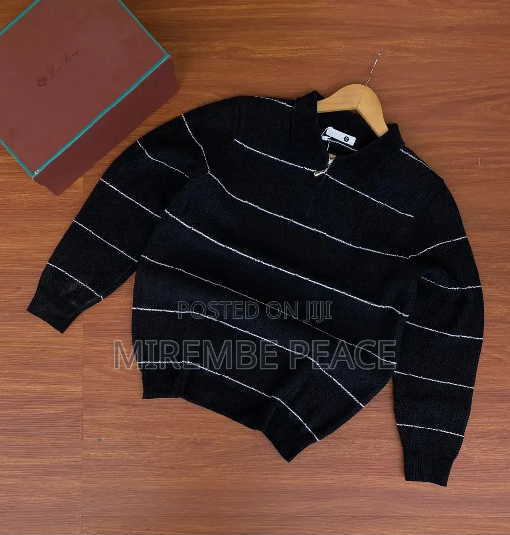 Strips Cotter Zipped Sweaters