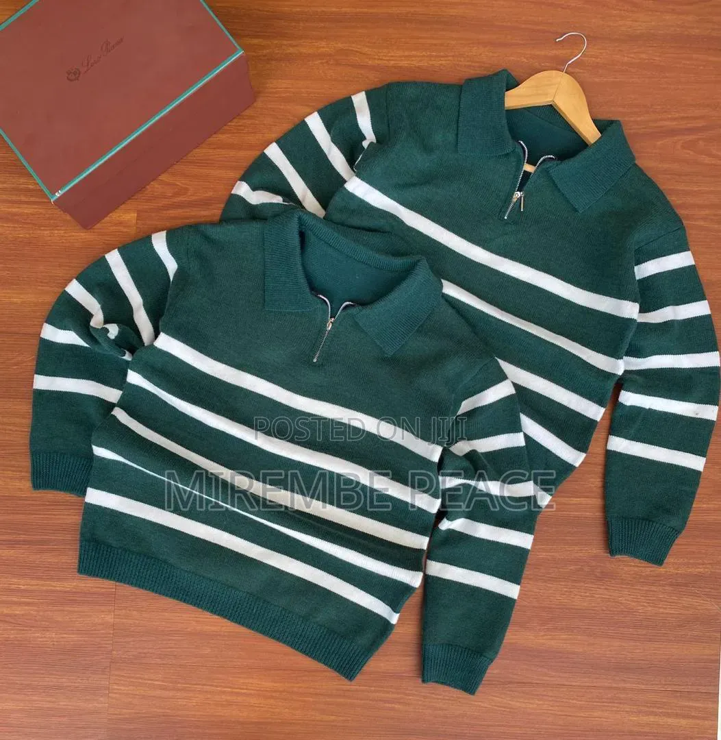 Strips Cotter Zipped Sweaters