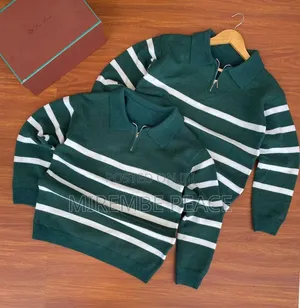 Strips Cotter Zipped Sweaters