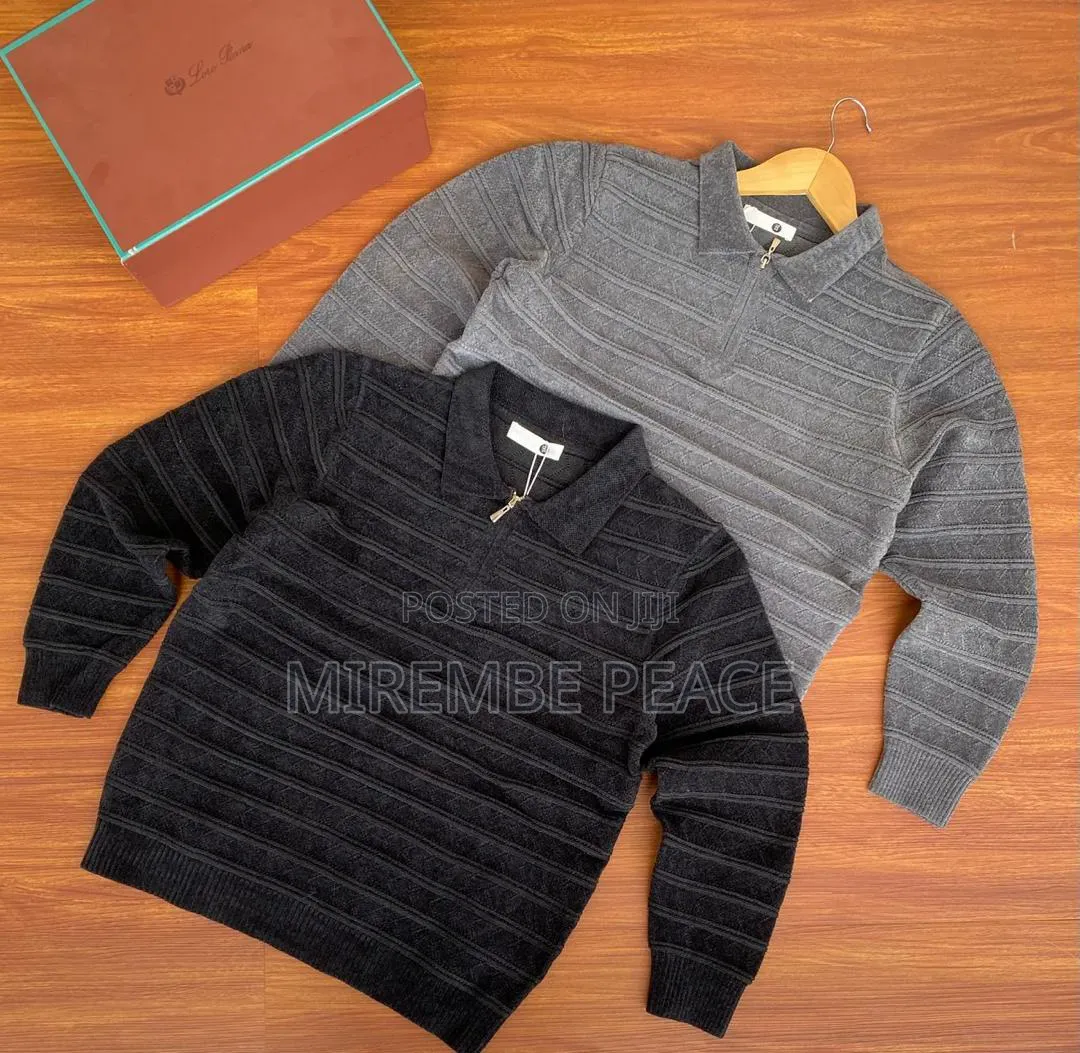 Strips Cotter Zipped Sweaters