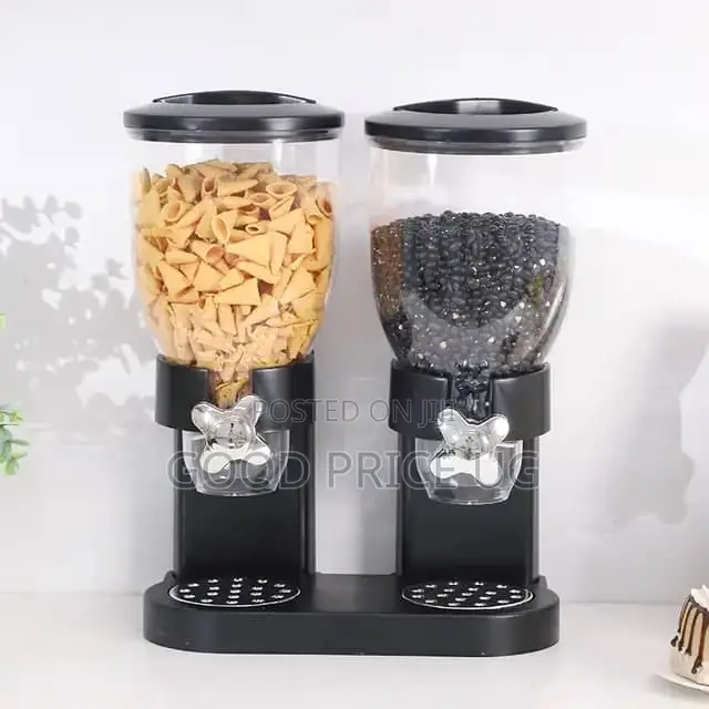 Generic Black Double Top Kitchen Dry Food Dispenser