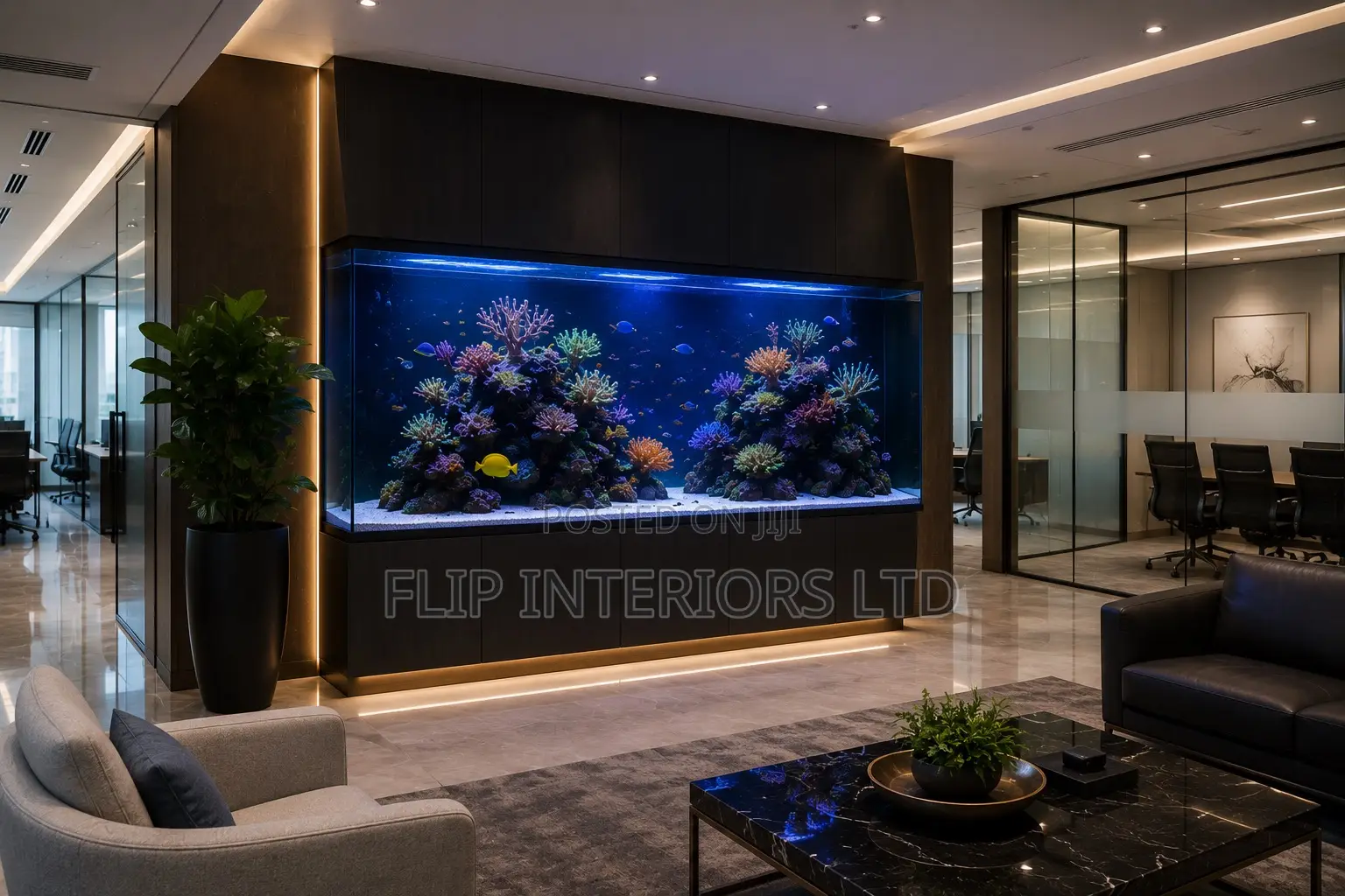Elegant Office Aquarium Interior Enhancement Solutions
