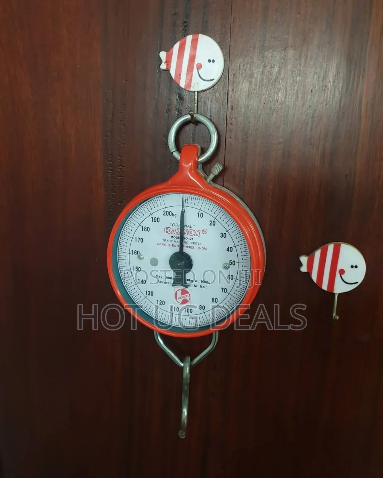 200kg Round Hanging Weighing Scale - Red/Silver