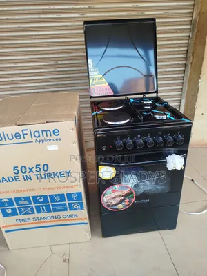Blue Frame 2 Gas and 2 Electric Gas Cooker.