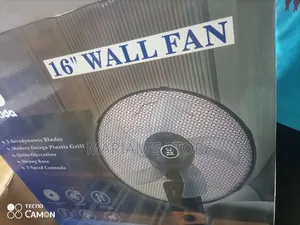 16-Inch Wall Fan Available in Black With 5 Blades and 3 Speed Control