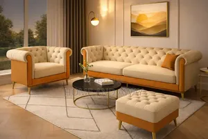 Orange/Cream 5 Seaters Chesterfield Sofas With Delivery 1,700,000/-