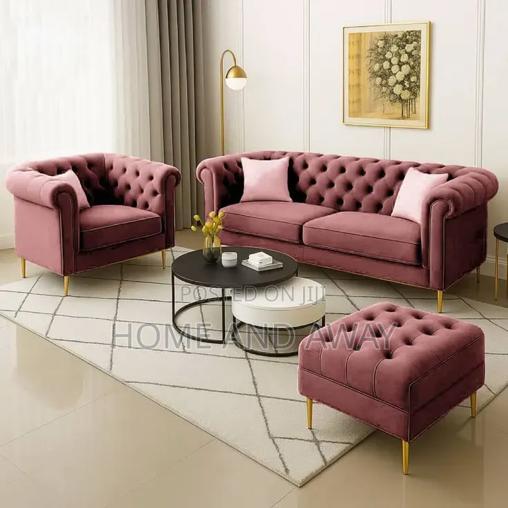 Maroon Light 5 Seaters Chesterfield Sofas With Delivery 1,700,000/-