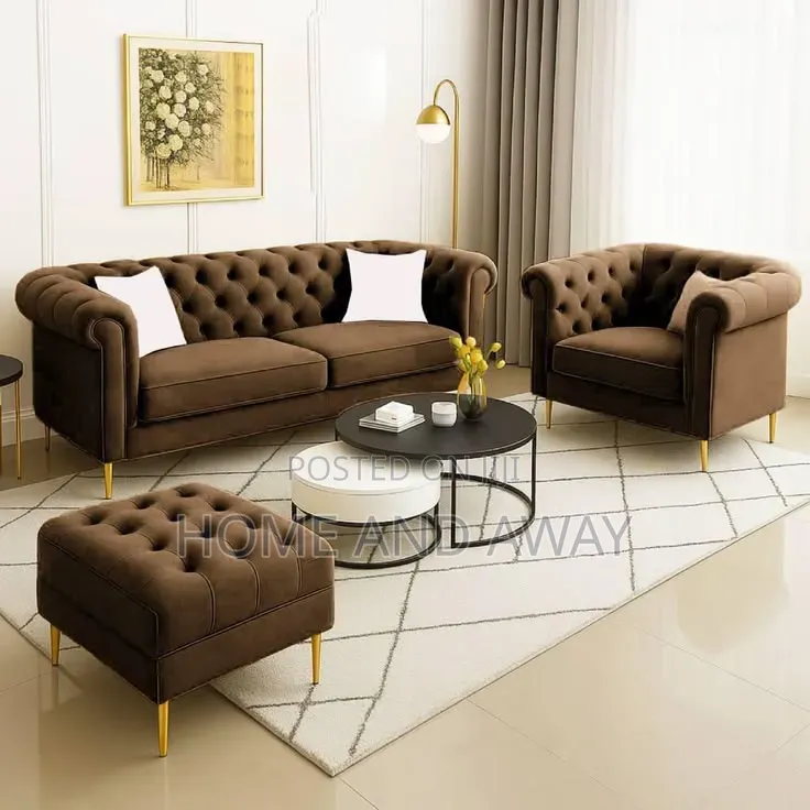 Dark Brown 5 Seaters Chesterfield Sofas With Delivery 1,700,000/-