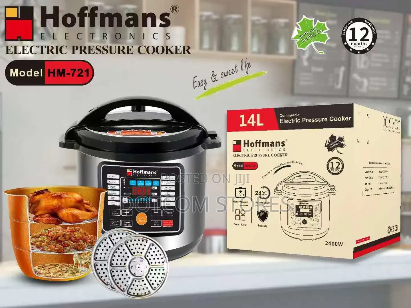 14l Hoffmans Hm-721 Electric Multifunction Pressure Cooker