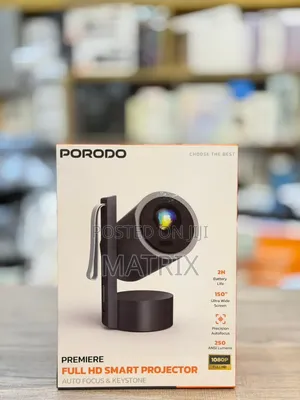 Porodo Premiere Rechargedable Android Smart Projector, 250 Ansi Lumens