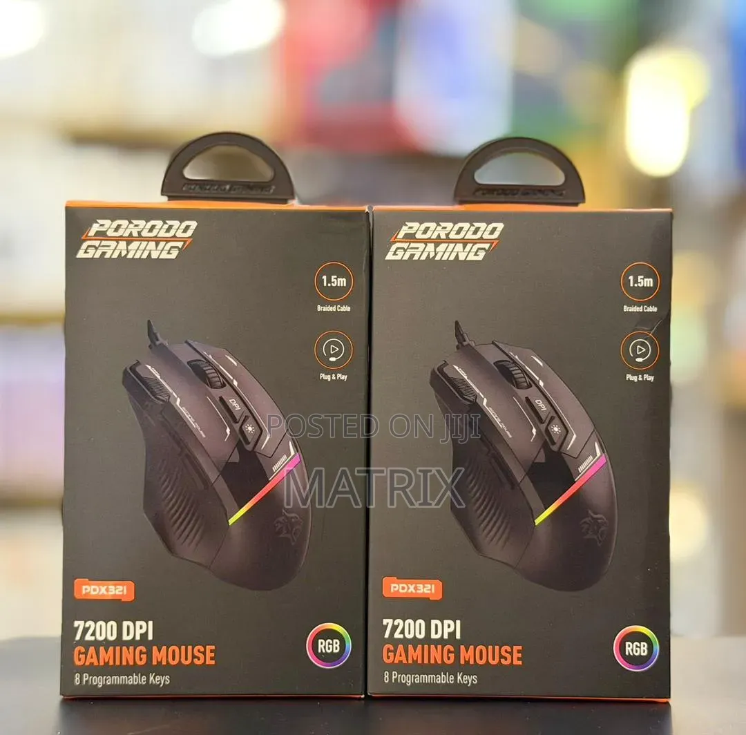 Porodo Gaming 8d RGB Wired Mouse With 7200 Dpi Sensitivity