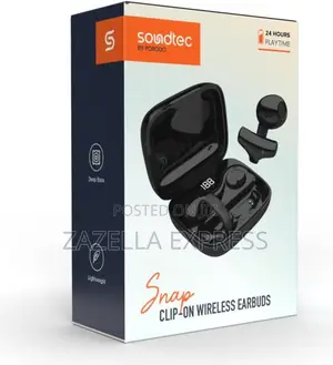 Porodo Soundtec Snap Clip on Wireless Earbuds 24h Playtime,Deeply Base