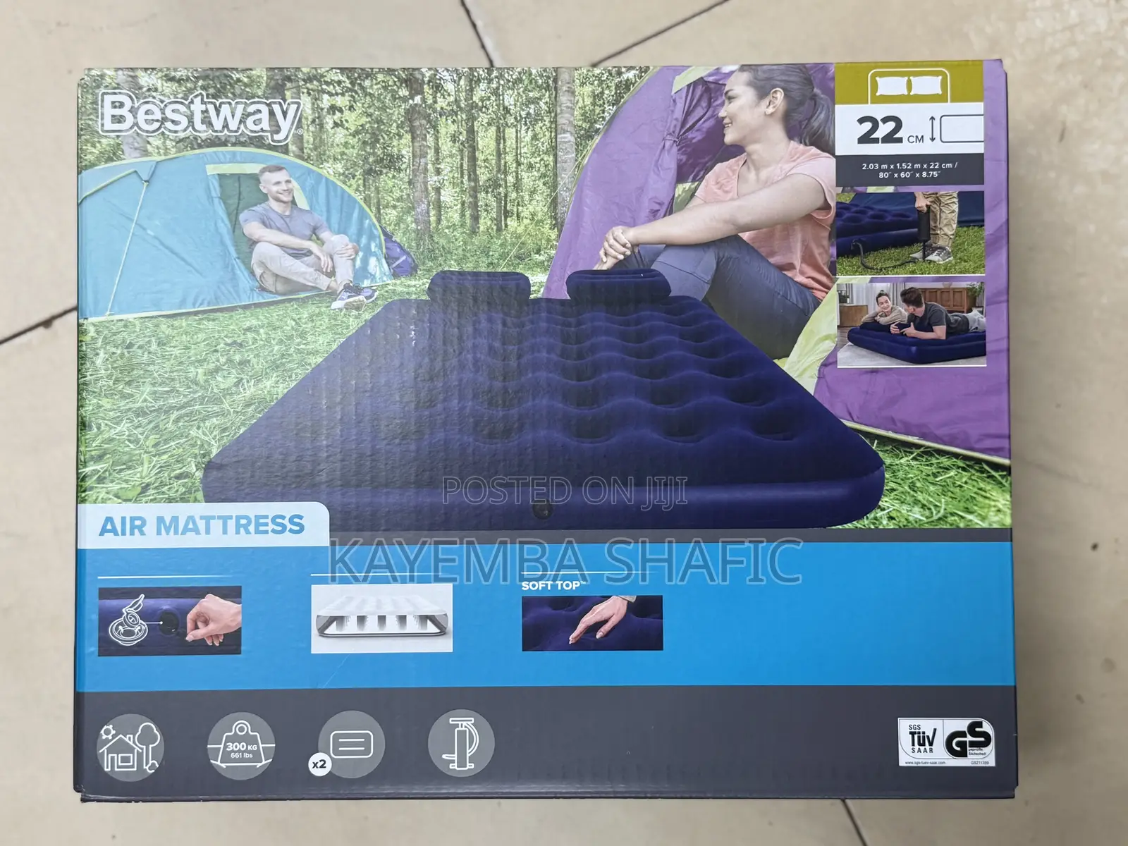 Bestway Double Air Mattress With 2 Pillows Hand Pump (New)