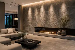 Stylish Living Room Stone Cladding Installation