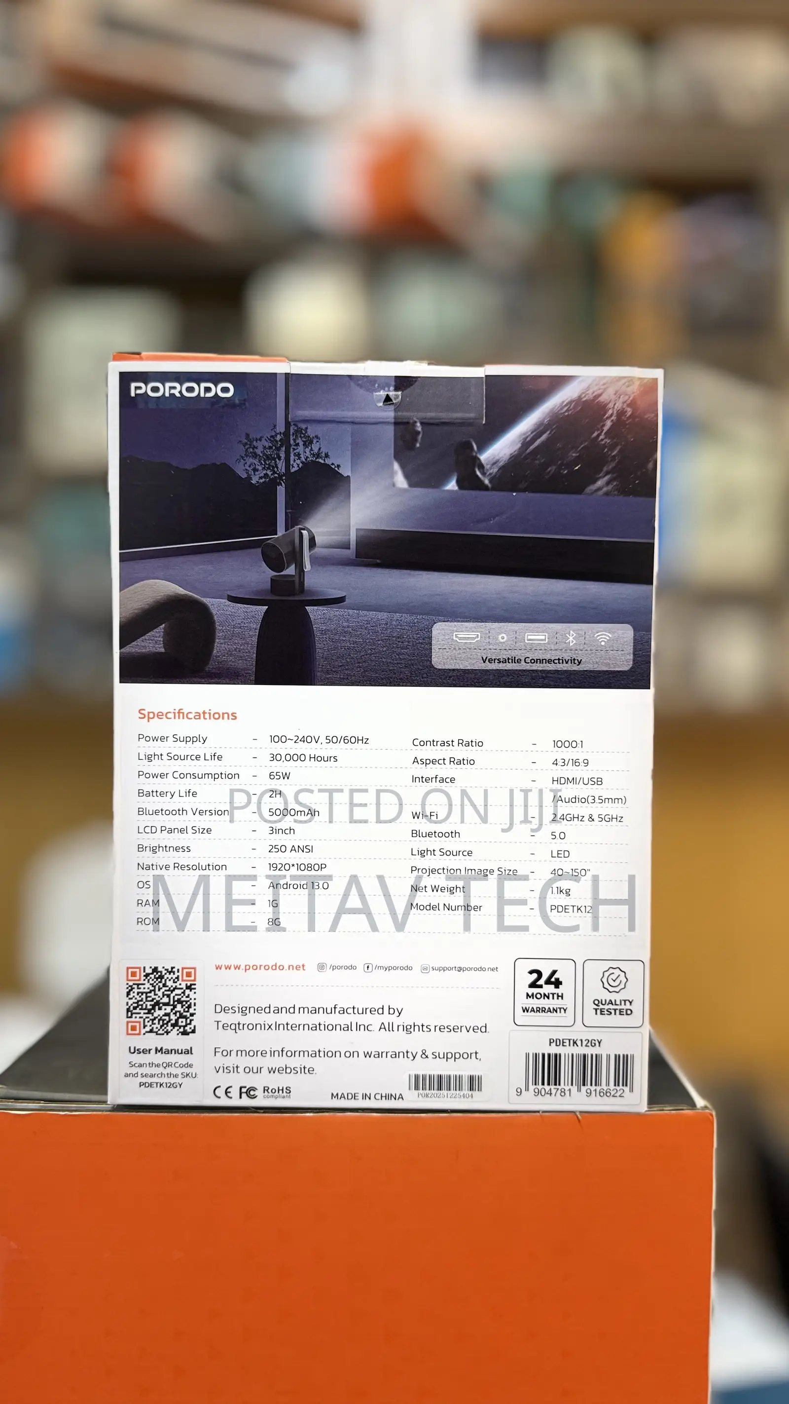 Porodo Premiere Battery Powered Android Smart Projector
