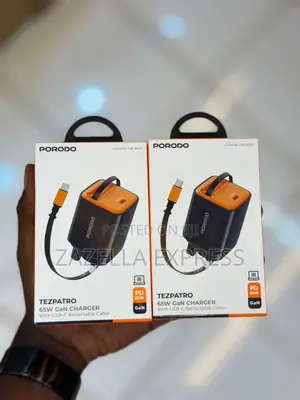 Porodo Tezpatro 65w Gan Charger With Usb C Retractable Cable