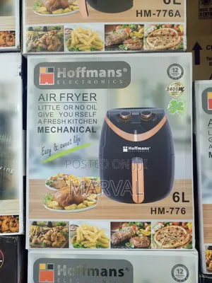 Hoffmans Hm-776 Mechanical Air Fryer in Black With a 6-Liter Capacity.