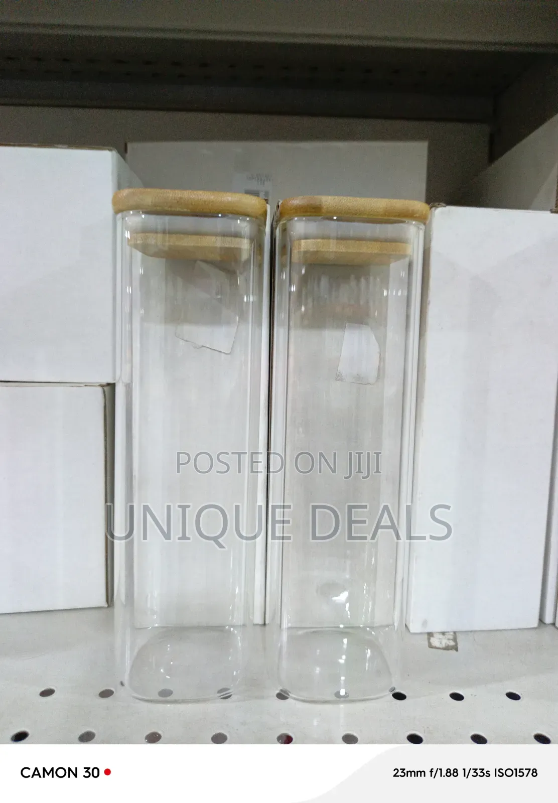 2pcs Square Glass Jar for Kitchen Spice Nuts