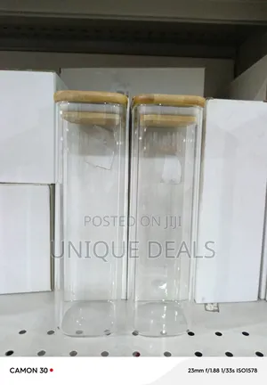2pcs Square Glass Jar for Kitchen Spice Nuts