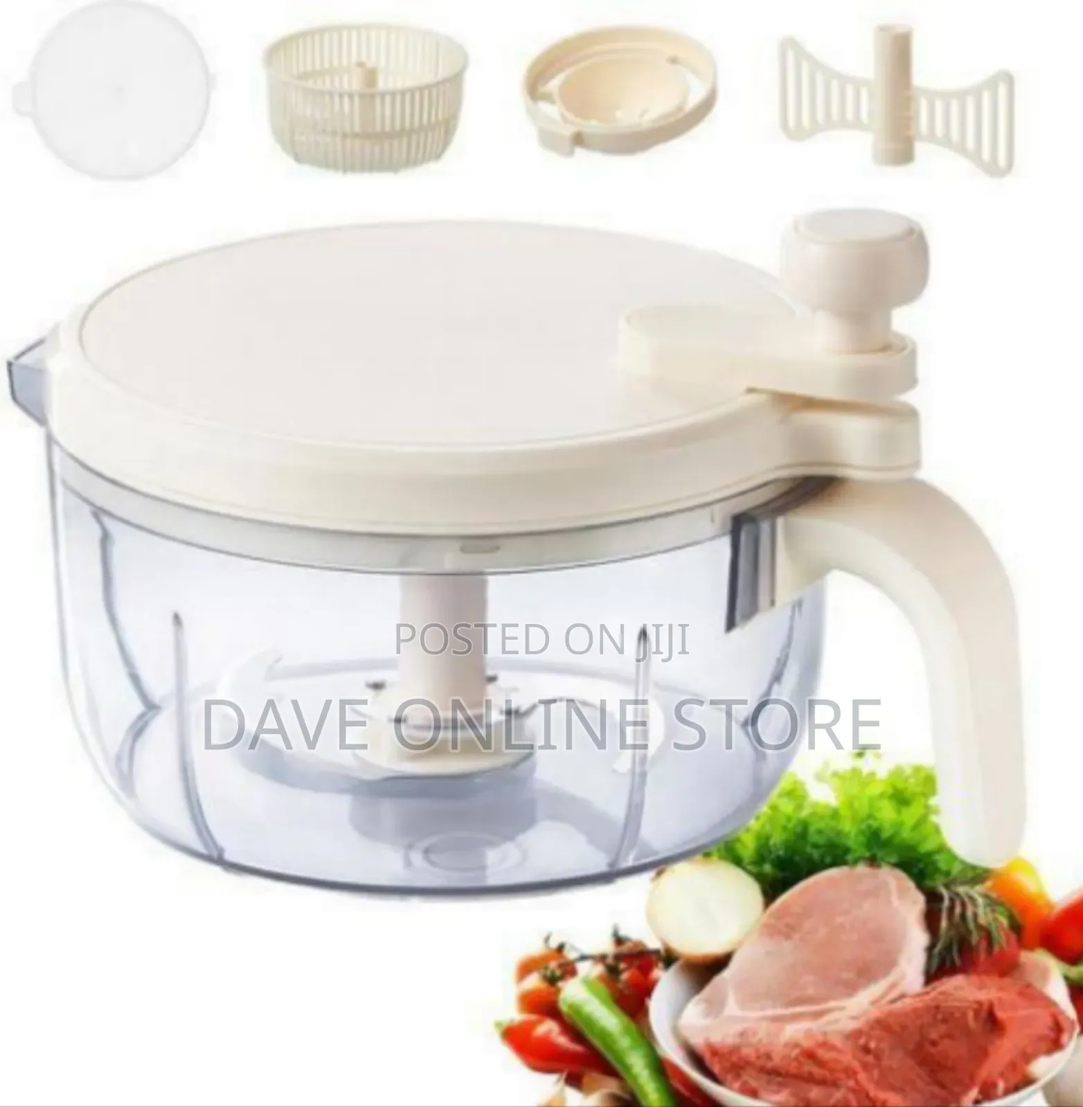 Manual Multi-Function Food Processor and Chopper With Attachments