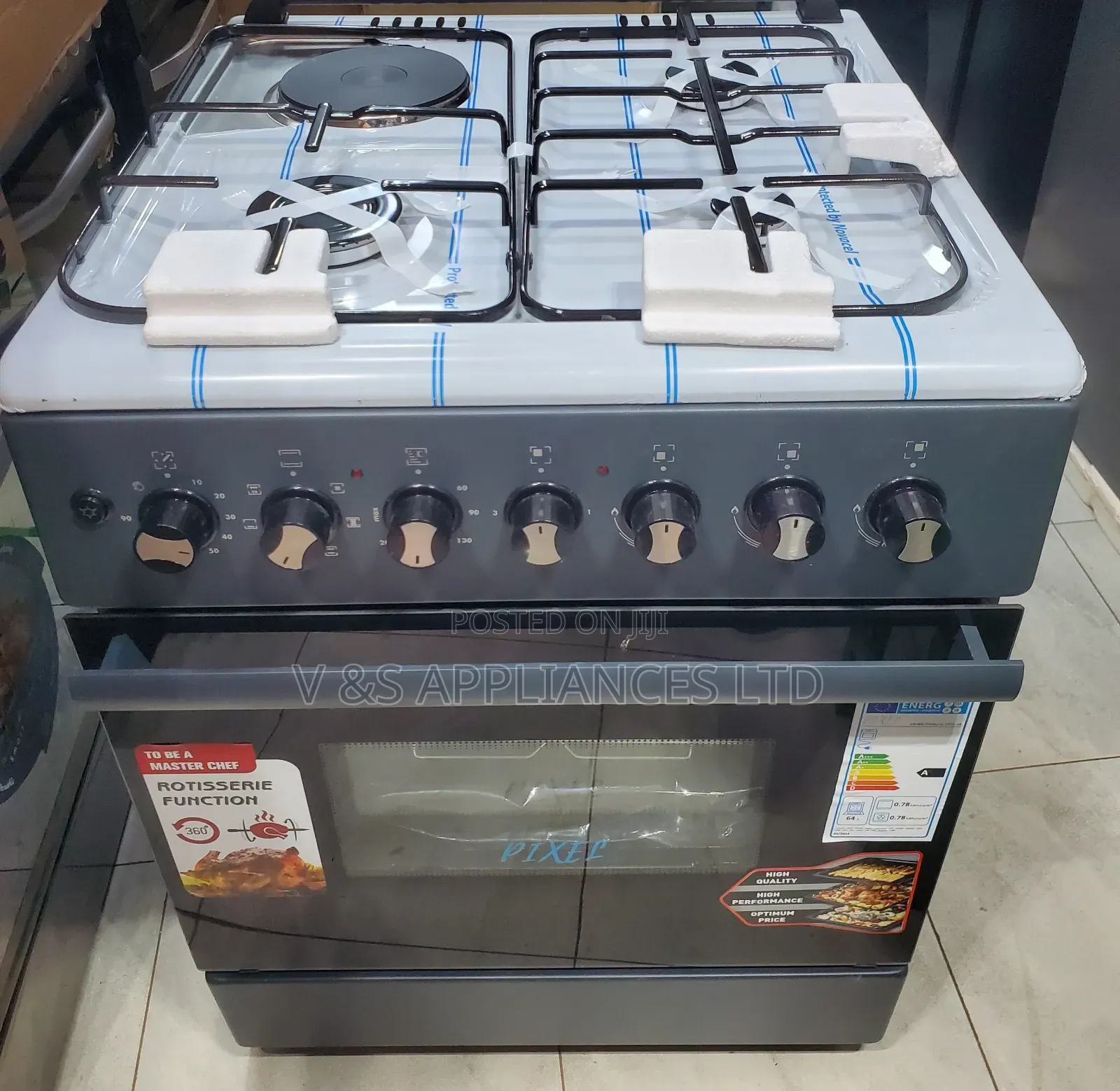 Pixel Electric Gas Cooker 60by60 Silver