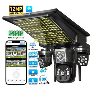 3 Lens 3 Screen PTZ Ai Digital Wireless Solar Camera With Flood Light