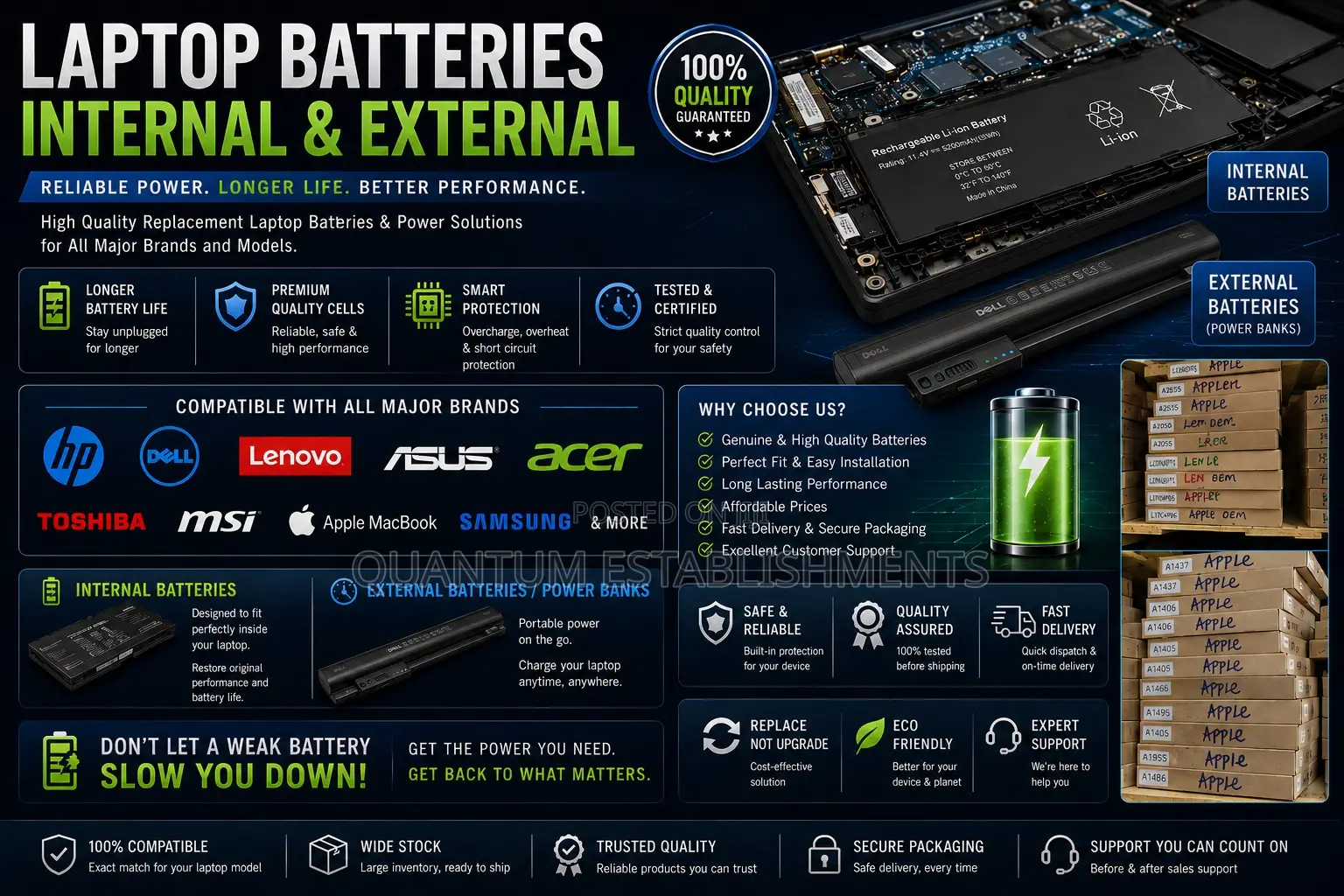 Laptop Batteries Internal External | Hp, Dell, Lenovo, Asus and More