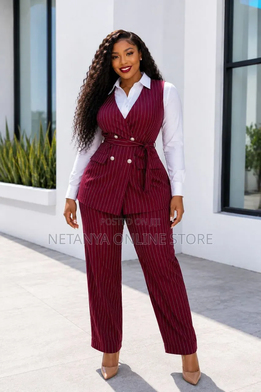 Stripped Office Wear Suit