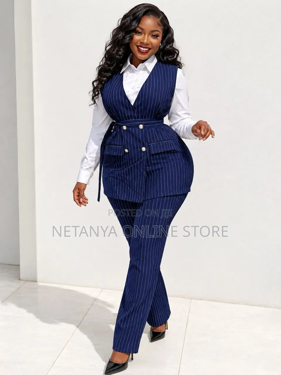 Stripped Office Wear Suit