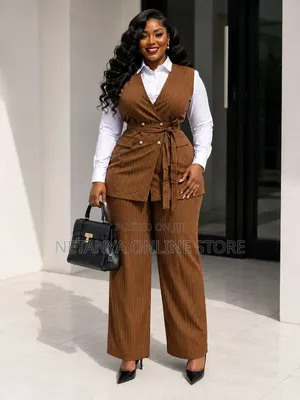 Stripped Office Wear Suit