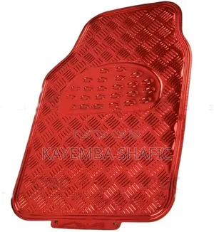 Red Metallic-Style Checker Plate Car Floor Mats.