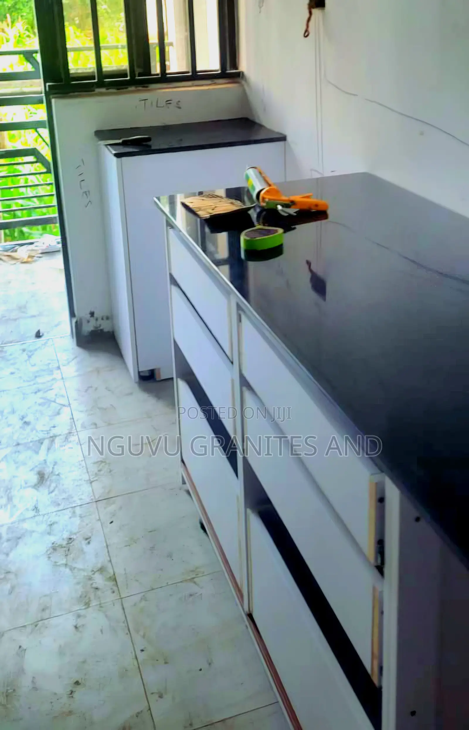Black Galaxy Granite Installed on a Counter Top