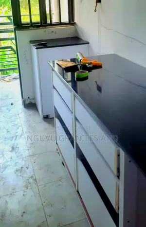 Black Galaxy Granite Installed on a Counter Top