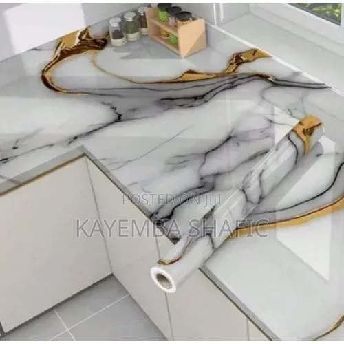 A Roll of Marble Wall Paper, a Self Adhesive Peel-and -Stick