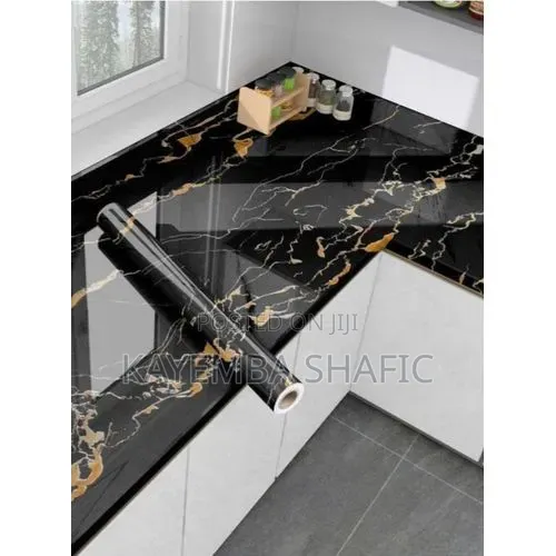 A Roll of Marble Wall Paper, a Self Adhesive Peel-and -Stick