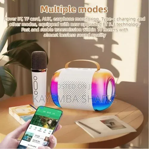Wireless Microphone and Speaker Set With 2 Microphone Led